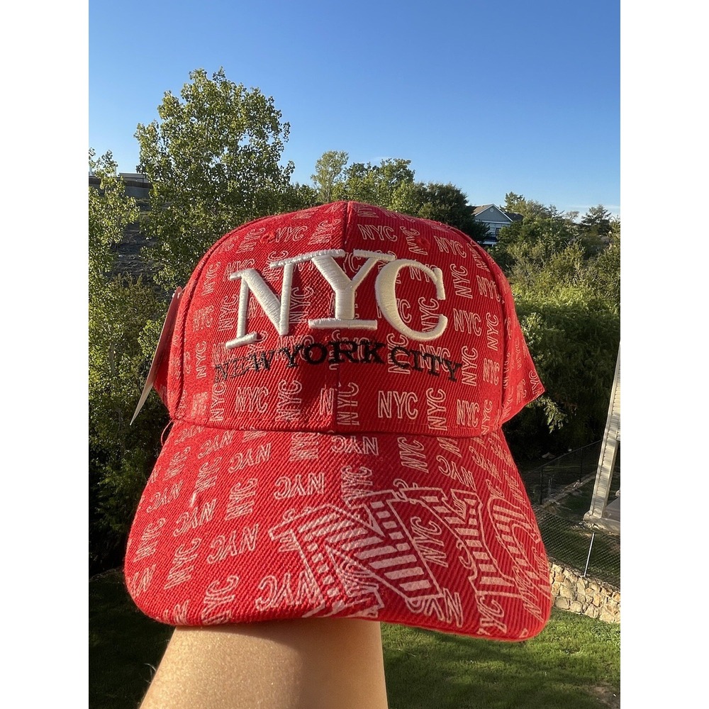 NWT New York City Hat embroidered Red New AOP adjustable